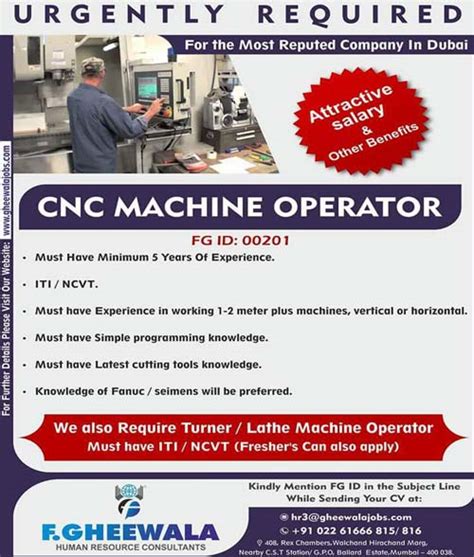 Urgent: Cnc machine Jobs in Mumbai 